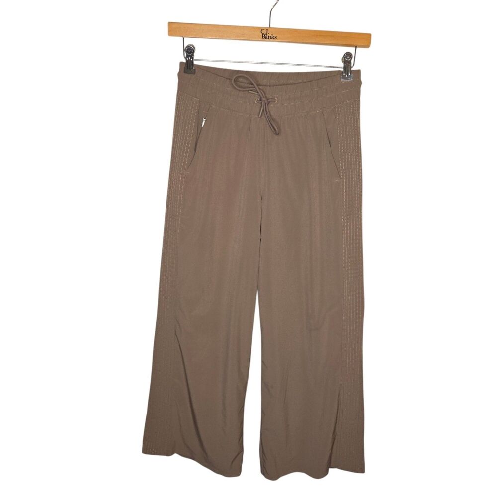 Athleta Trekkie North Wide Leg Pant Size 6 Brown Beige Drawstring EUC 657598